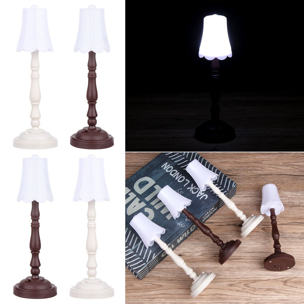 Đèn LED Đọc Sách Để Bàn Mini Phong Cách Châu Âu Retro 1:12 Dành Cho Nhà Búp Bê