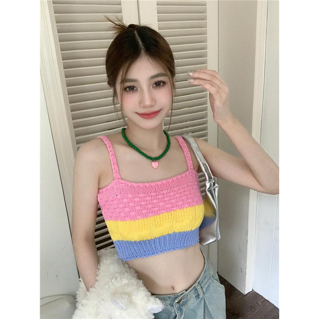 Lalisas Áo Hai Dây Dệt Kim Ngọt Ngào Quyến Rũ Cho Nữ Hình Gia Vị Mỹ