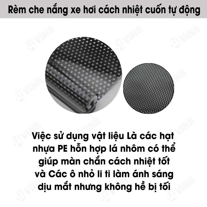 Rèm Che Nắng Ô Tô Tự Cuốn-Chất Liệu Hợp Kinh Nhôm Cao Cấp, Chống Nắng-Tia UV, Kích Thước Lớn Phù Hợp Với Mọi Loại Xe