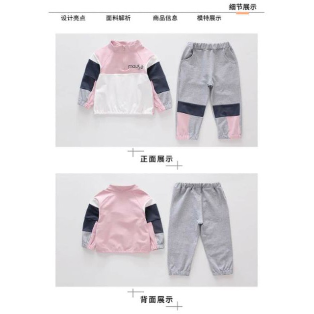 Bộ Nỉ Cotton Dáng Thể Thao Cho Bé Gái 3 4 Tuổi.