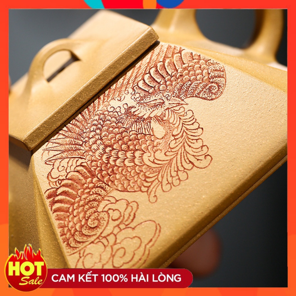 Ấm trà tử sa tứ phương thạch biều