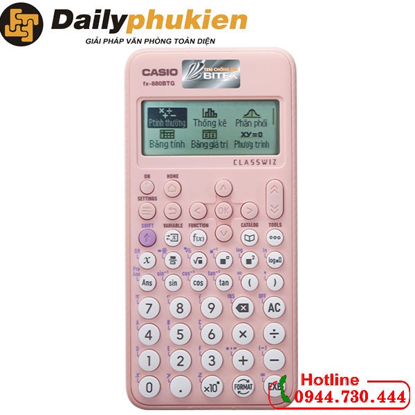 Máy tính casio FX-880 BTG đủ 4 màu Bảo hành 7 năm chính hãng , máy tính học sinh mới nhất casio 880