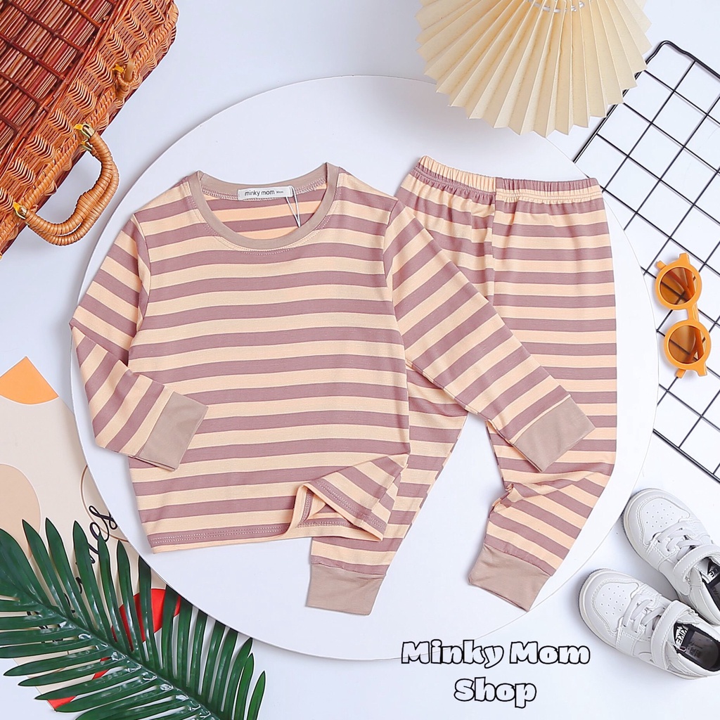 Bộ Dài Tay MINKY MOM Kẻ  ⚡FREESHIP⚡ Chất Thun Lạnh Cho Bé Trai Thoải Mái, Thoáng Mát Ngày Hè