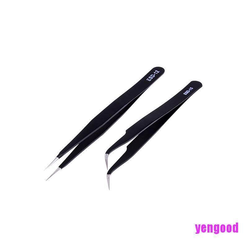 Set 2 nhíp thẳng bằng thép không gỉ chống tĩnh điện chuyên dụng làm bánh