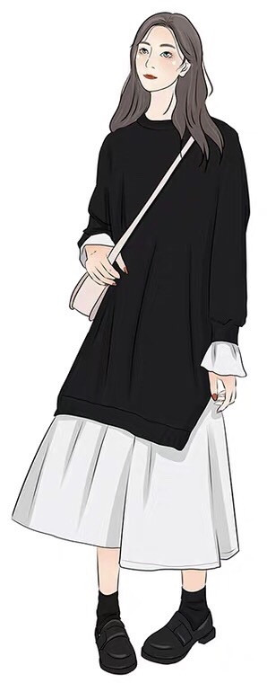 Váy dài đen trắng mẫu 2