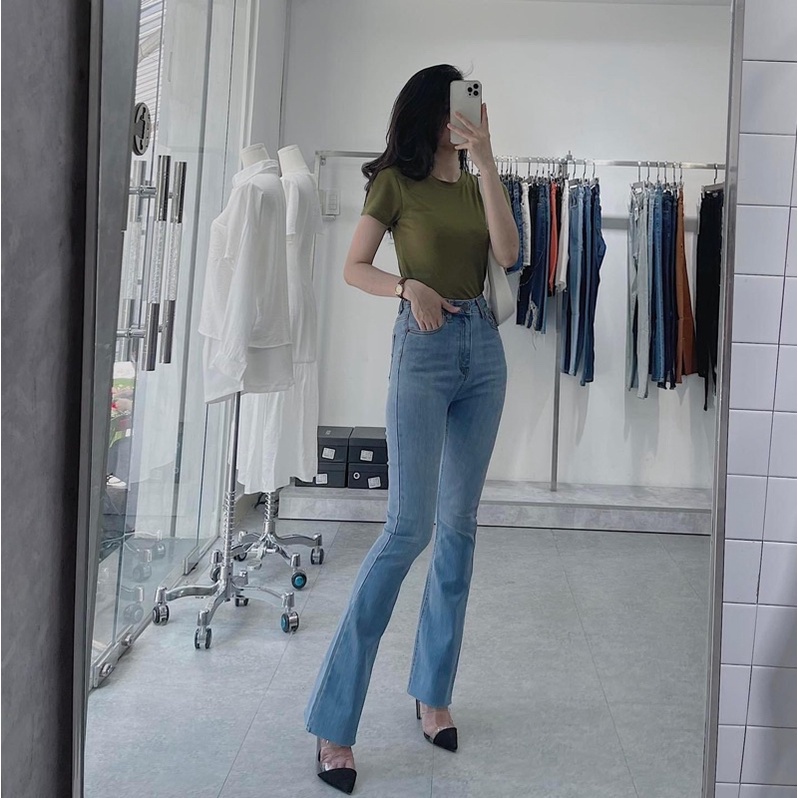 JEANS DÀI ỐNG LOE LƯNG CAO