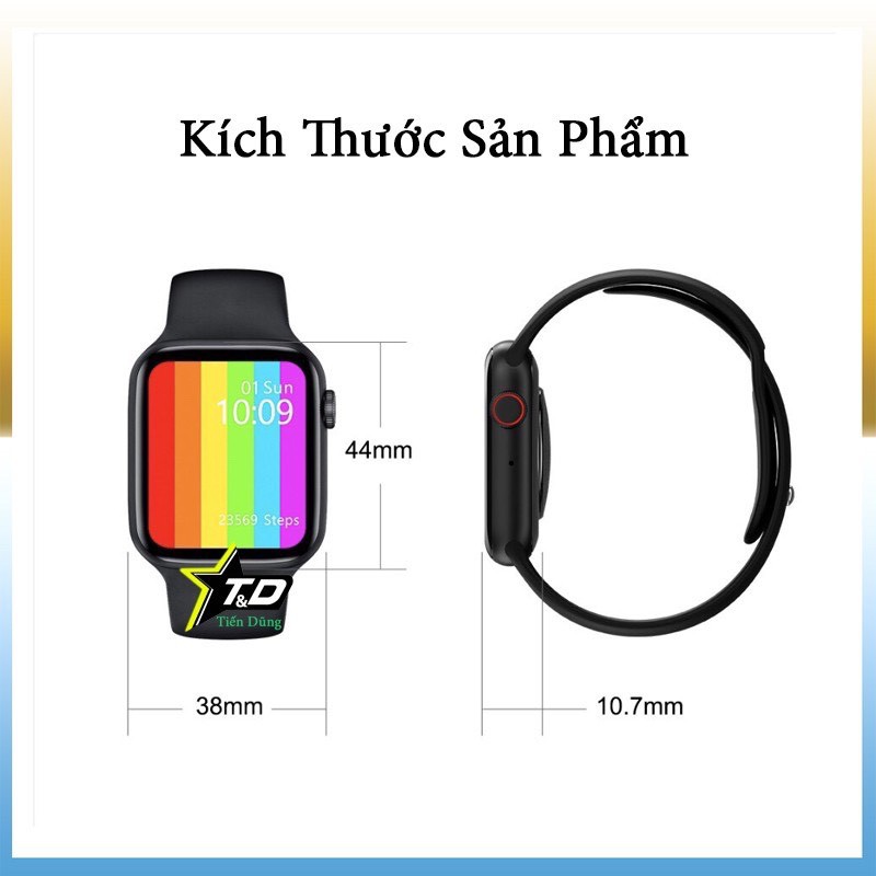 Đồng hồ thông minh W26 Smart Watch W6, Nghe gọi, màn hình tràn viền, chống nước IP68, thay được dây Apple Watch (2020)