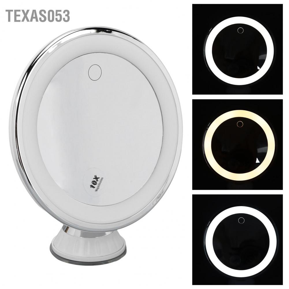 Gương để bàn phóng đại 10 lần có thể xoay 360 độ tích hợp đèn led 3 màu thiết kế giác hút kèm phụ kiện