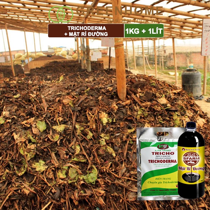 Combo Nấm đối kháng Trichoderma 1kg, mật rỉ đường Sfarm 1kg, ủ phân bón, ủ đậu nành, ủ rác thải nhà bếp | Greenhome