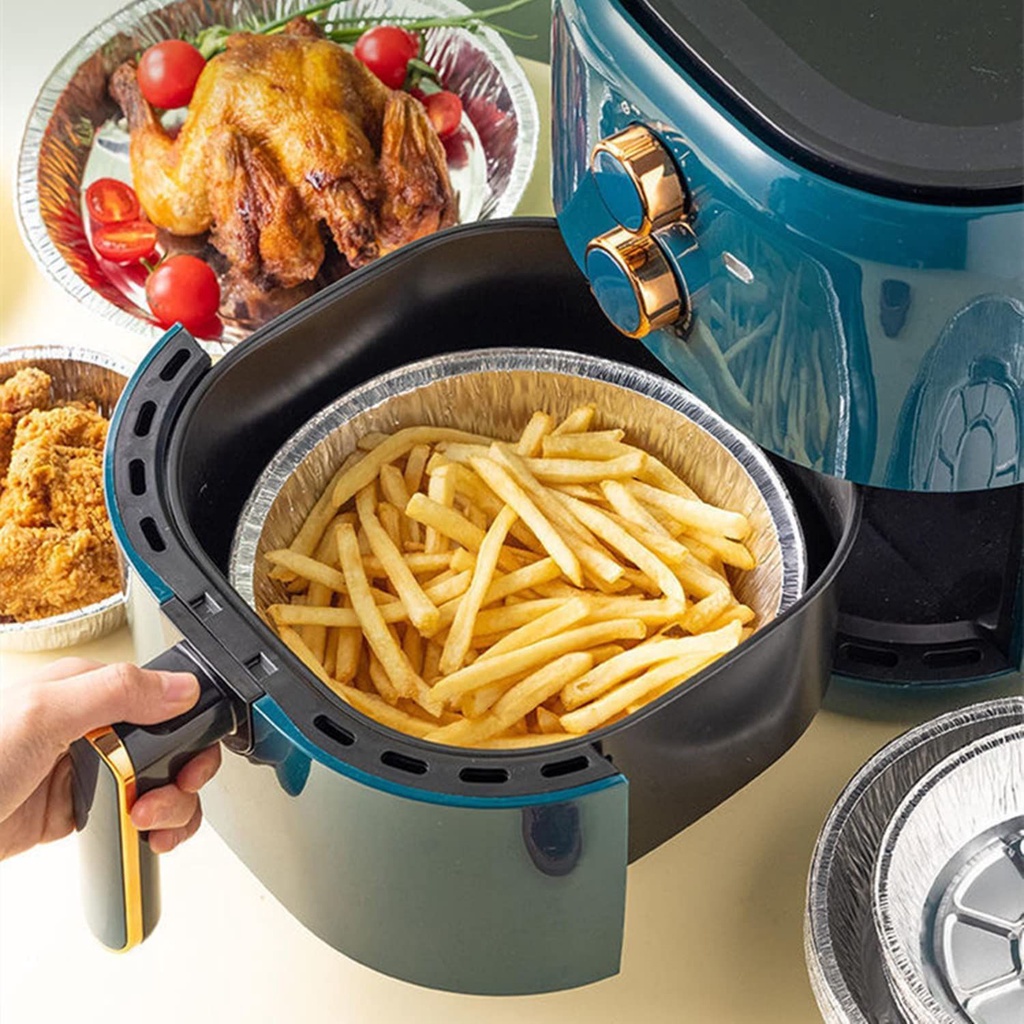 Khay giấy bạc nướng lót nồi chiên không dầu - Set 10 khuôn giấy bạc chống dính hình khuôn bánh - T2K Shop