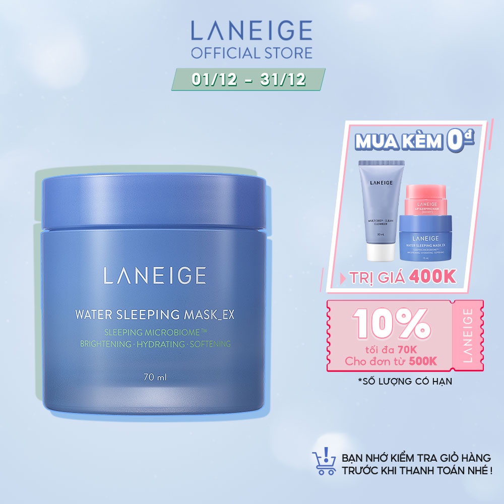 Mặt nạ ngủ dưỡng ẩm và tăng cường khả năng tự vệ của da LANEIGE Water Sleeping Mask EX 70ml