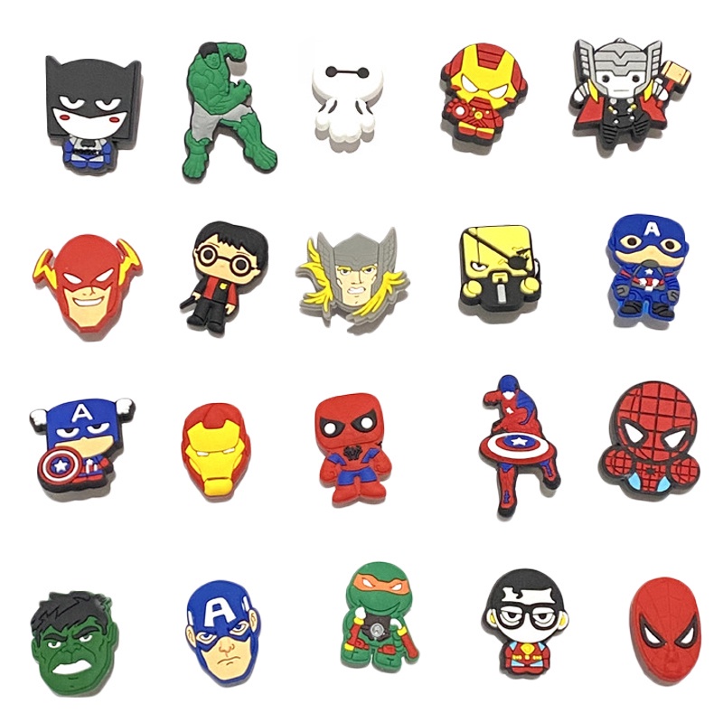 Nút PVC trang trí giày Crocs jibbitz chủ đề hoạt hình Marvel DIY 1000 mẫu tùy chọn thích hợp cho bé