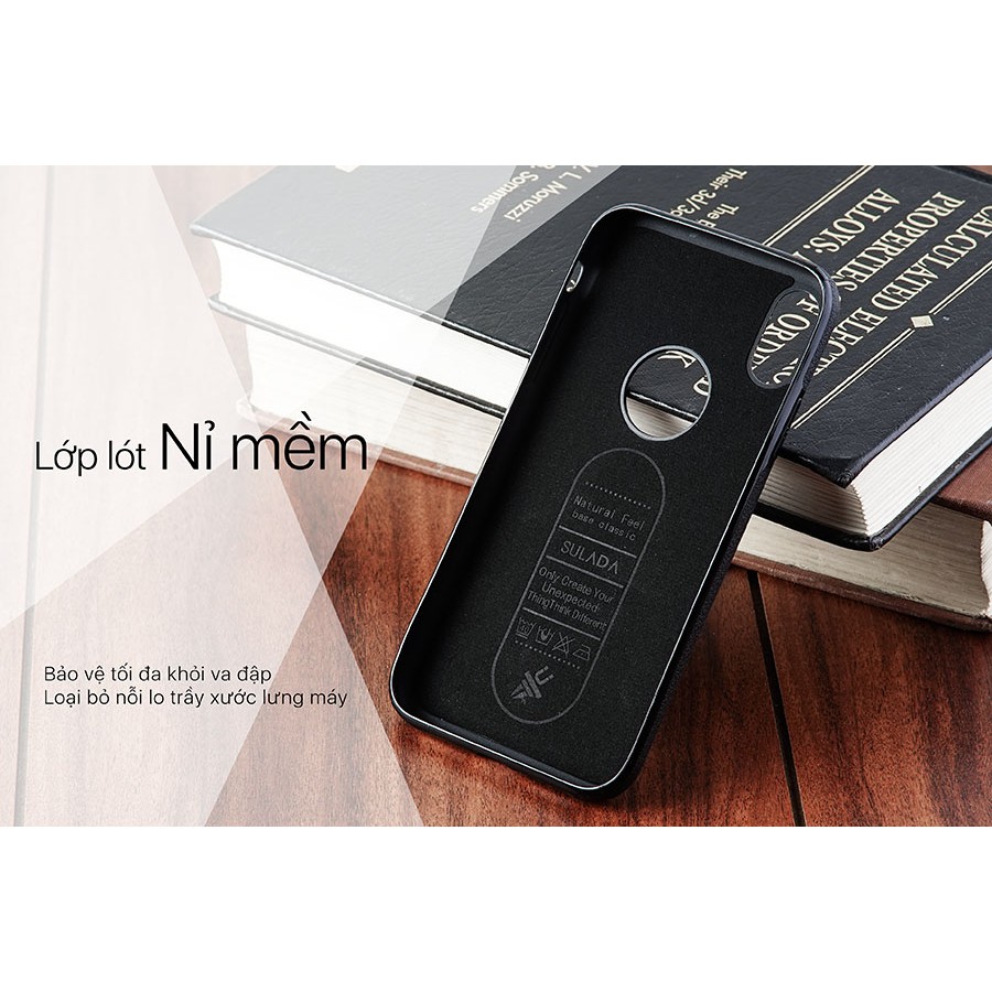 ỐP LƯNG SULADA DA SẦN CHỐNG VÂN TAY  IPHONE 6 6S 7 8 / PLUS / X XS XR / MAX / 11 12 / MINI / PRO / MAX / SE +