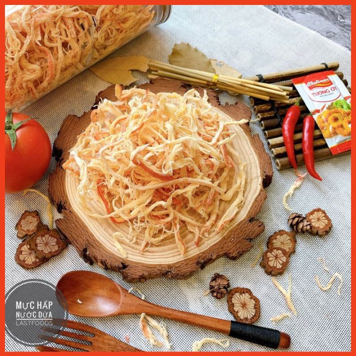 Mực xé hấp nước dừa 300g⚡Free ship⚡Đơn hàng từ 50k, đồ ăn vặt HULO.STORE