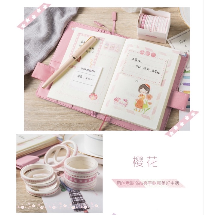 Set 10 Cuộn Washi Tape Băng Keo Trang Trí Sổ