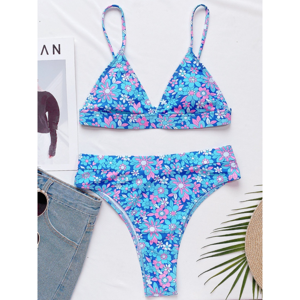 Bikini Hai Mảnh Cổ Chữ V In Họa Tiết Hoa Cho Nữ | BigBuy360 - bigbuy360.vn