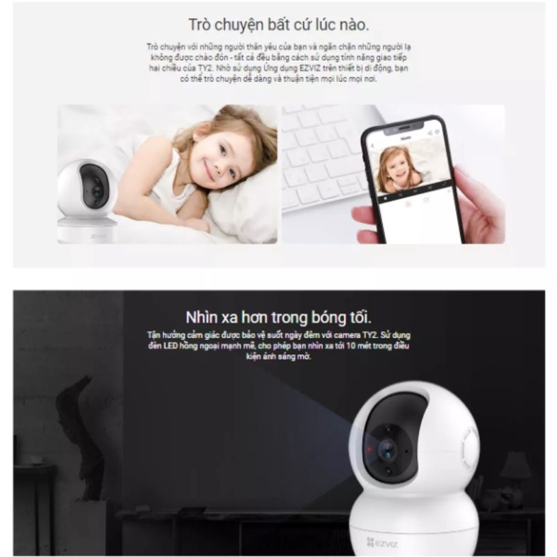 Camera IP wifi ezviz Ty2 Full HD 1080P - Chính hãng - Bảo hành 2 năm