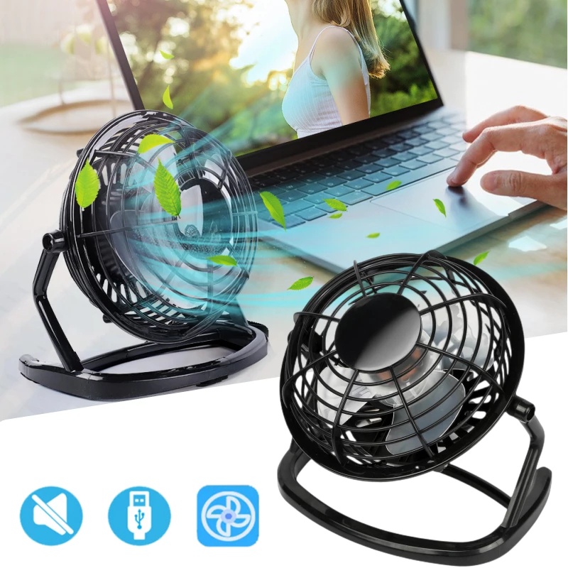 Quạt Mini 4 Inch Để Bàn Xoay 360 Độ Sạc USB Dùng Cho Văn Phòng/Nhà Ở