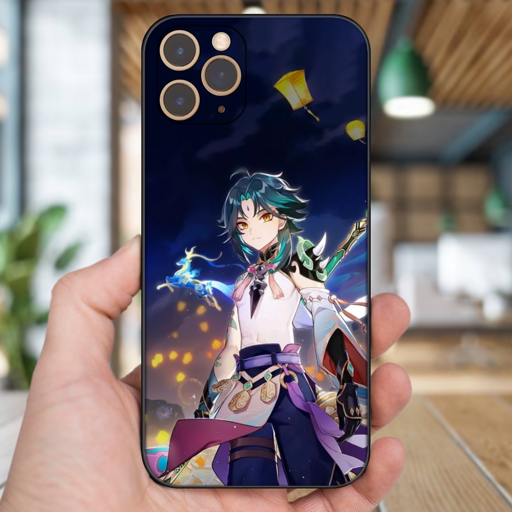 Ốp lưng iPhone 11 Pro dẻo đen cạnh vuông in hình Xiao Genshin Impact
