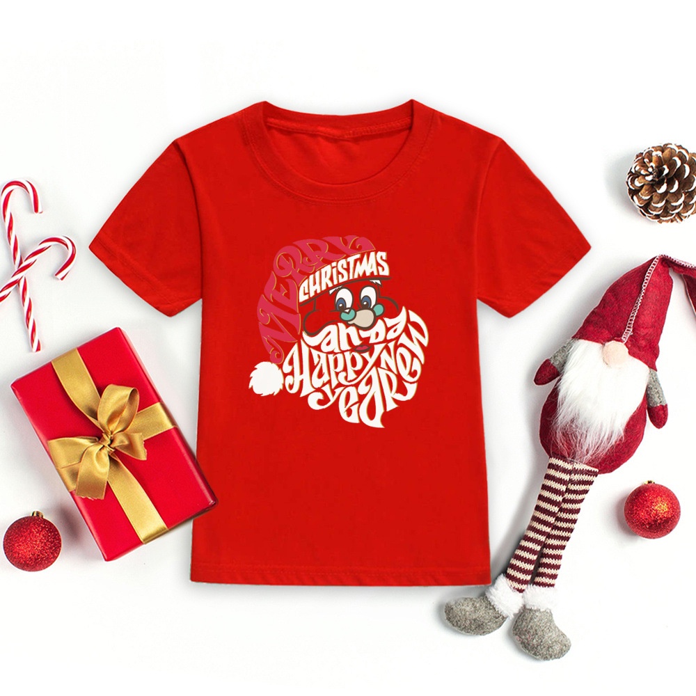 Ông Già Noel In Áo Sơ Mi Giáng Sinh Cho Trẻ Em Giáng Sinh Vui Vẻ Thời Trang Áo Phông Bé Trai Bé Gái Ngày Lễ Áo Thun Màu Đỏ