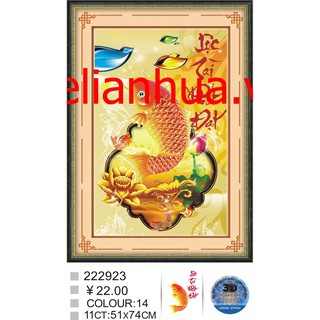 Tranh thêu chữ thập Lộc Phát