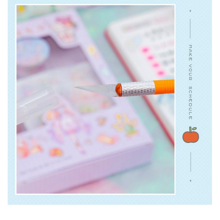 Hộp combo 6 tấm sticker Cổ trang/Chibi washi tape kèm dao cắt