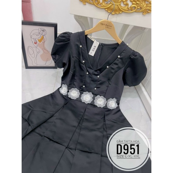 ĐẦM BIGSIZE XẾP LY ĐÍNH HOA HỒNG Ở EO