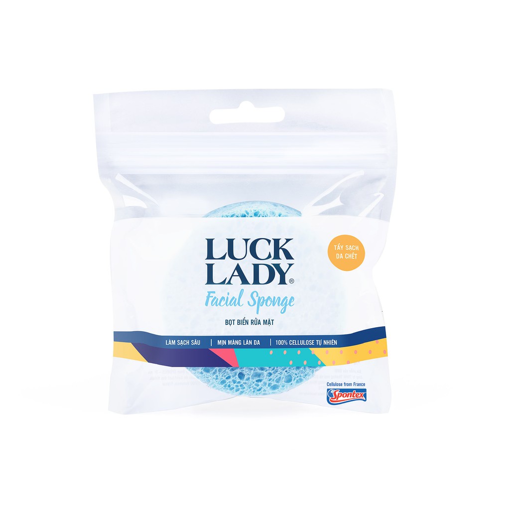 Miếng rửa mặt bọt biển Cellulose tự nhiên Luck Lady