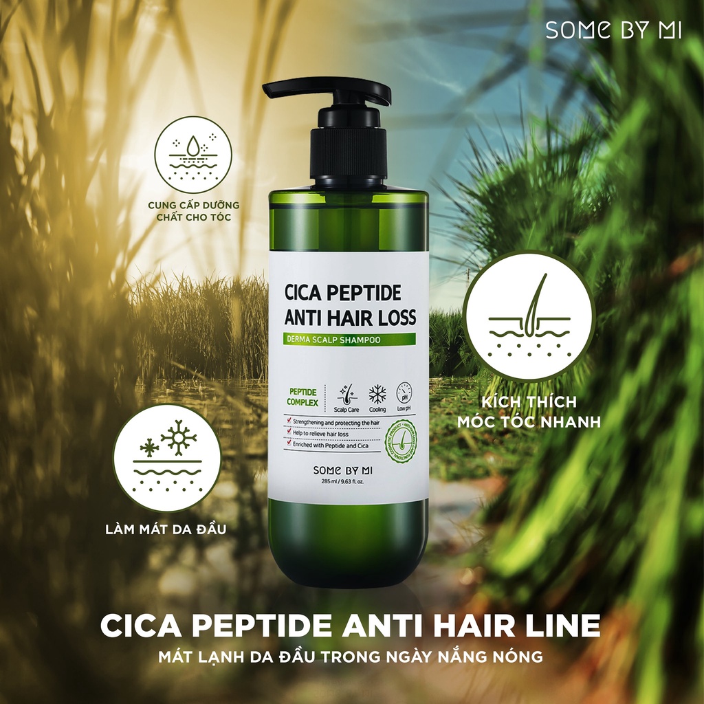 Dầu gội ngăn ngừa rụng tóc, làm sạch tóc Some By Mi Cica Peptide Anti-Hair Loss Derma Scalp Shampoo 285ml