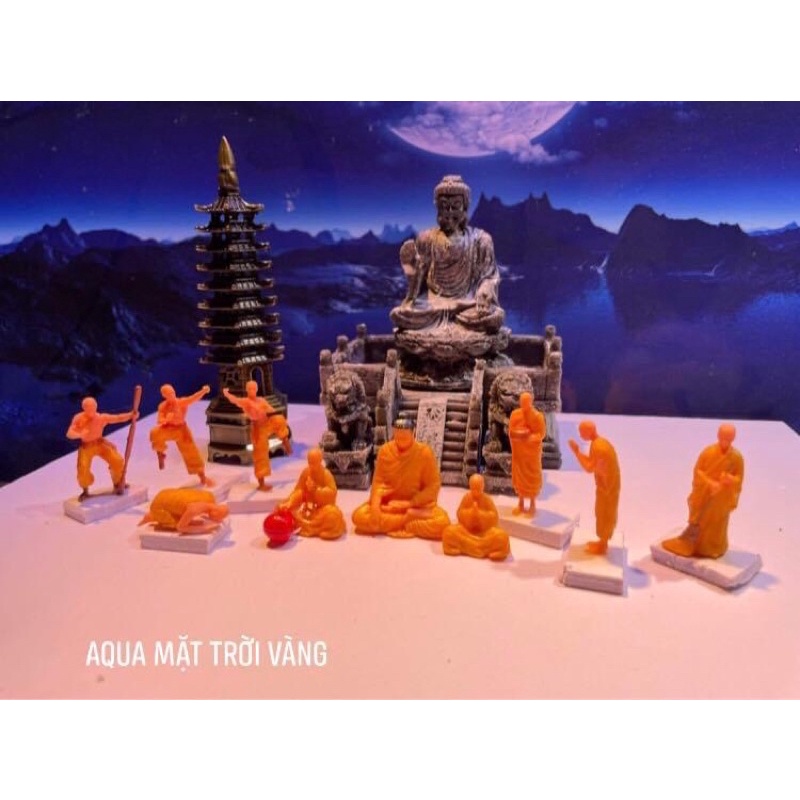 Combo 10 chú tiểu, nhà sư trang trí tiểu cảnh, bon sai