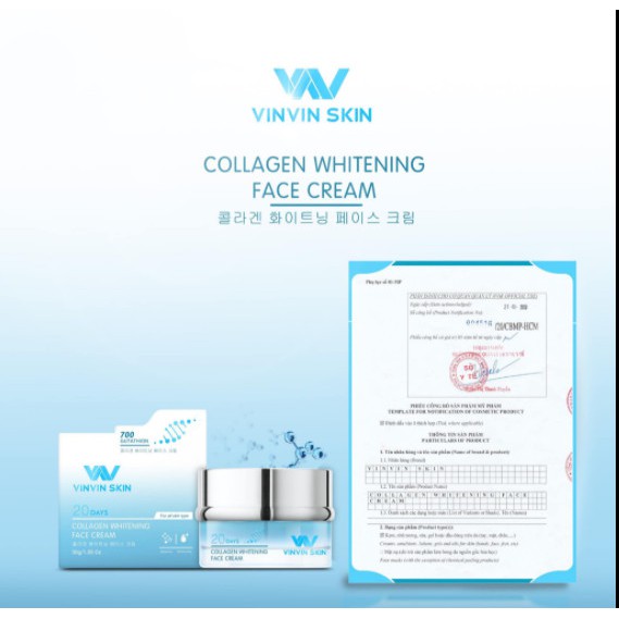 KEM DƯỠNG TRẮNG PHỤC HỒI DA BỊ HƯ TỔN - Collagen Whitening Face Cream - Vinvinskin