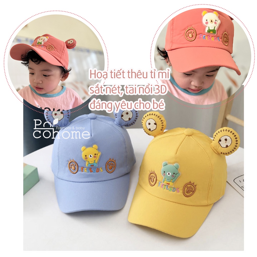 Nón mũ lưỡi trai trẻ em chống nắng 1-3 tuổi, hoạt hình ẾCH dễ thương, chất liệu cao cấp, phong cách Hàn Quốc Poco Home