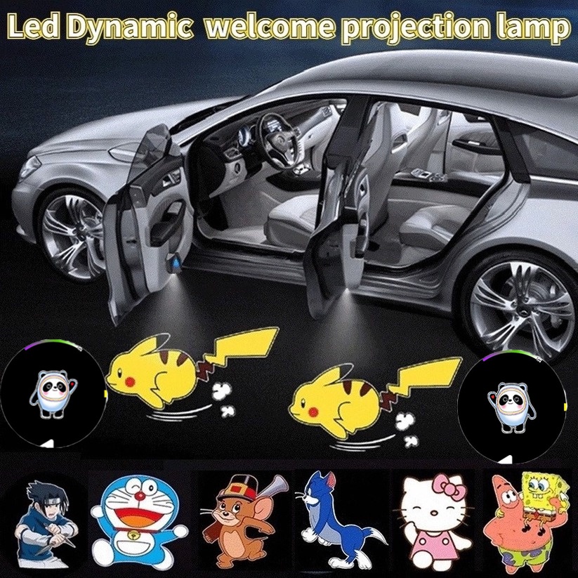 Đèn xe máy Pikachu bingdwendwen Đèn Logo Cửa Xe Hơi đèn, Đèn Led chiếu cửa họa cho xe hơi ( 1 Đèn ) Đèn chiếu laser không dây gắn cửa xe