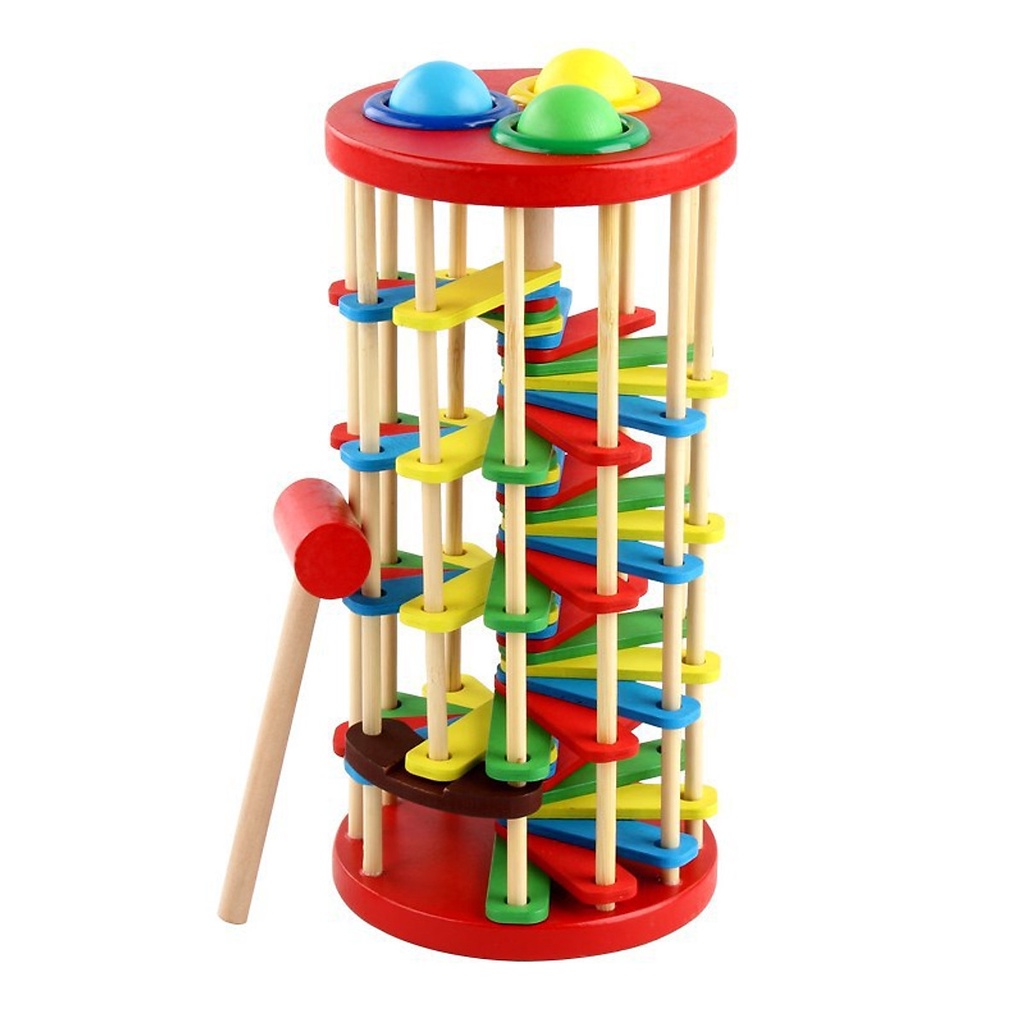 Đồ chơi đập bóng lốc xoáy nhiều màu sắc - Đồ chơi gỗ thông minh cho bé