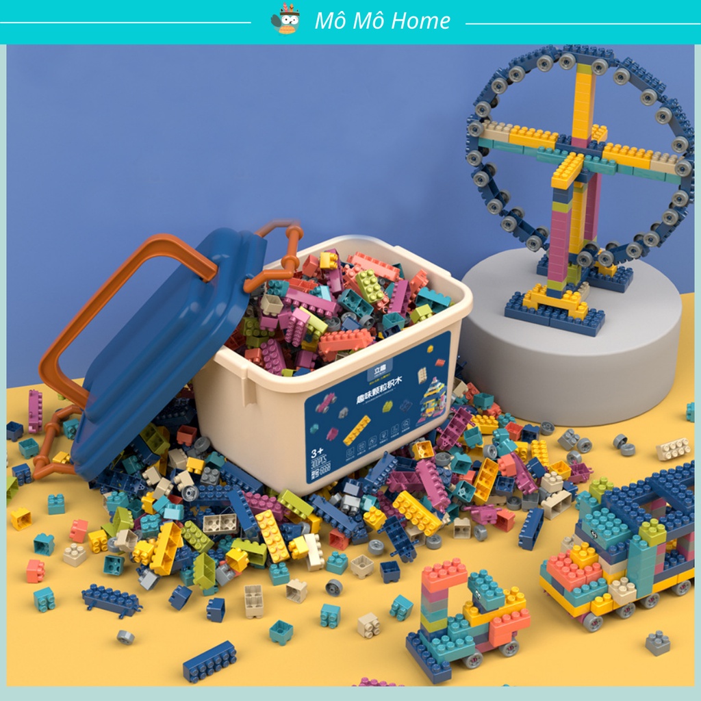 [ Tặng Hộp Đựng Nhựa] Đồ chơi xếp hình Lego, lắp ráp cho bé 600 chi tiết, nhựa an toàn - Mô Mô Home