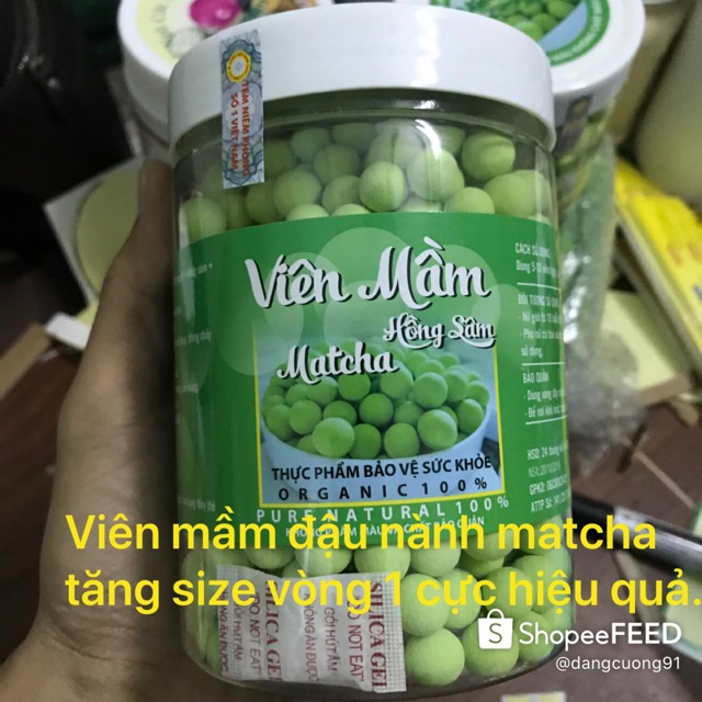 [Mã COSHOT28 hoàn 8% xu đơn 250K] Viên mầm hồng sâm matcha ( có mã check, hũ 500g )