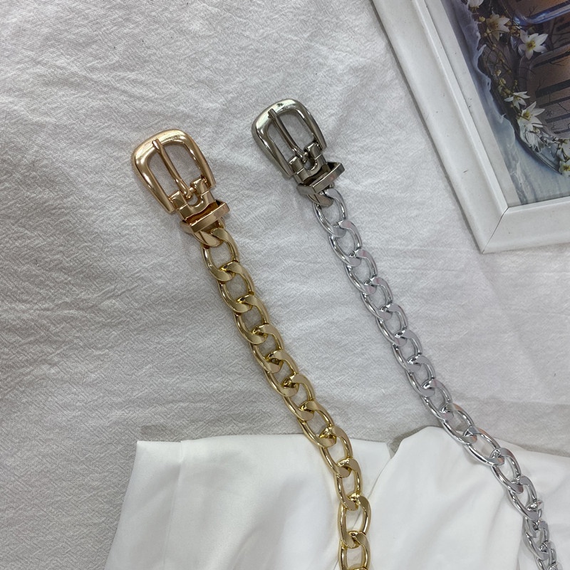 Thắt Lưng Dây Xích Kim Loại 19601 Thiết Kế Đơn Giản Thời Trang Phong Cách Punk Hàn Quốc