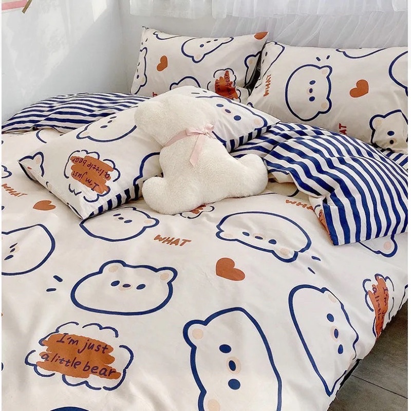 Bộ chăn ga gối cotton poly hoạ tiết gấu MÂY BEDDING đủ kích thước nệm | BigBuy360 - bigbuy360.vn