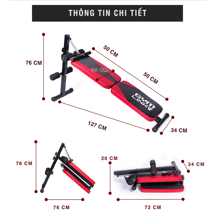 Ghế tập bụng đa năng gấp gọn Gymlink Pro-888