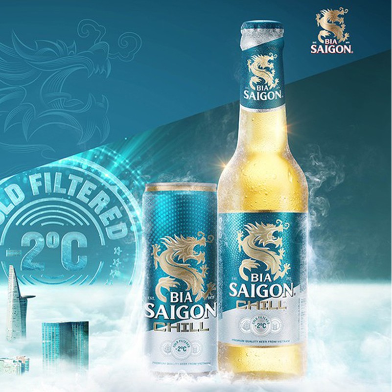 Thùng 24 Lon Cao Bia Sài Gòn Saigon Chill Bao Bì Xuân 330ml/Lon Date Luôn Mới