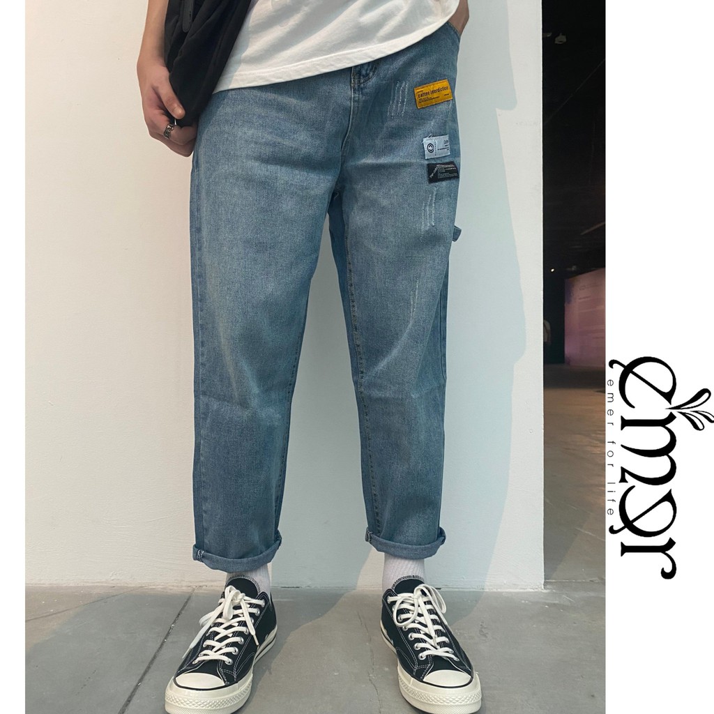 Quần JEAN BAGGY ỐNG SUÔNG Oversize Nam Nữ phong cách Hàn Quốc Ullzang E'mer