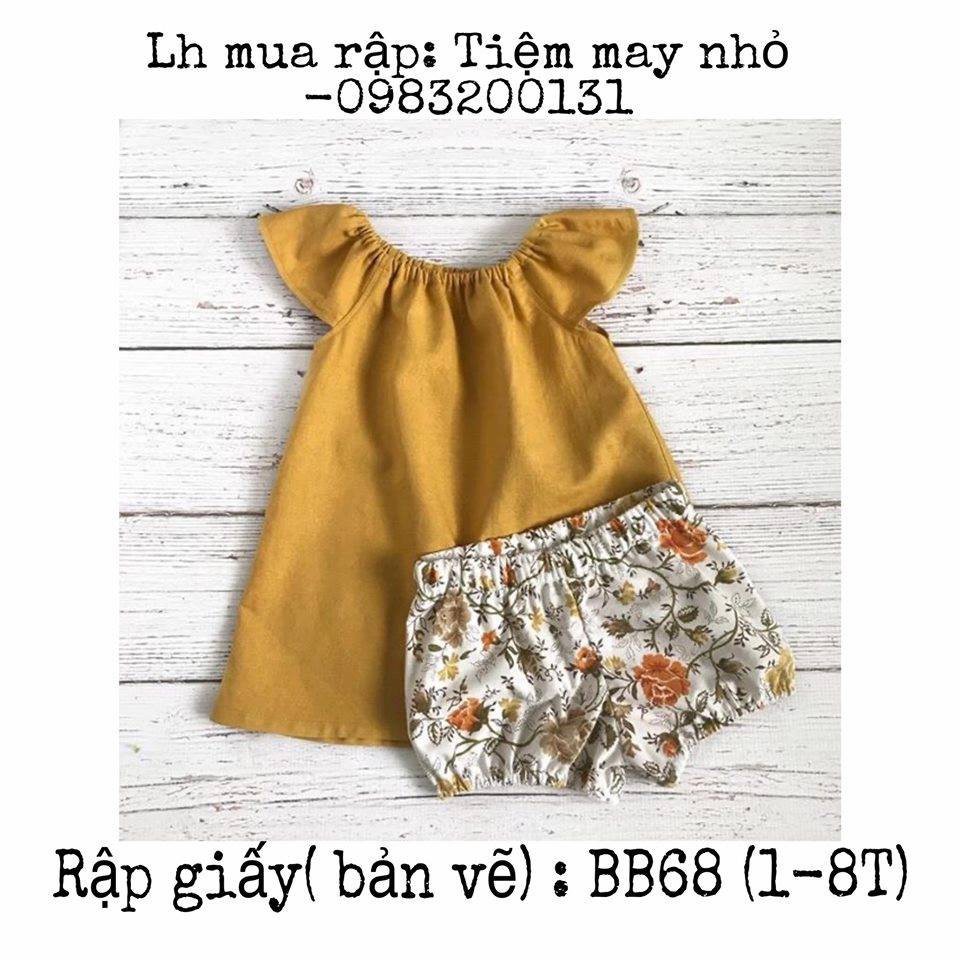 BB68_Fullsize rập giấy may bộ đồ bé gái (8 size)