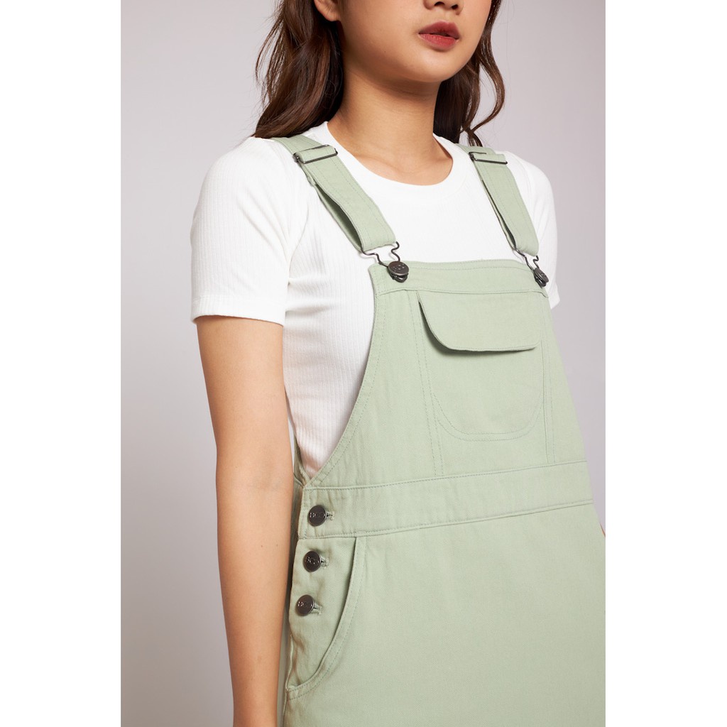 xa kho Váy Yếm Denim Nữ BOO Dáng Chữ A Rộng Rãi Phối Túi Ngực Trẻ Trung Năng Động Nhiều Màu .
