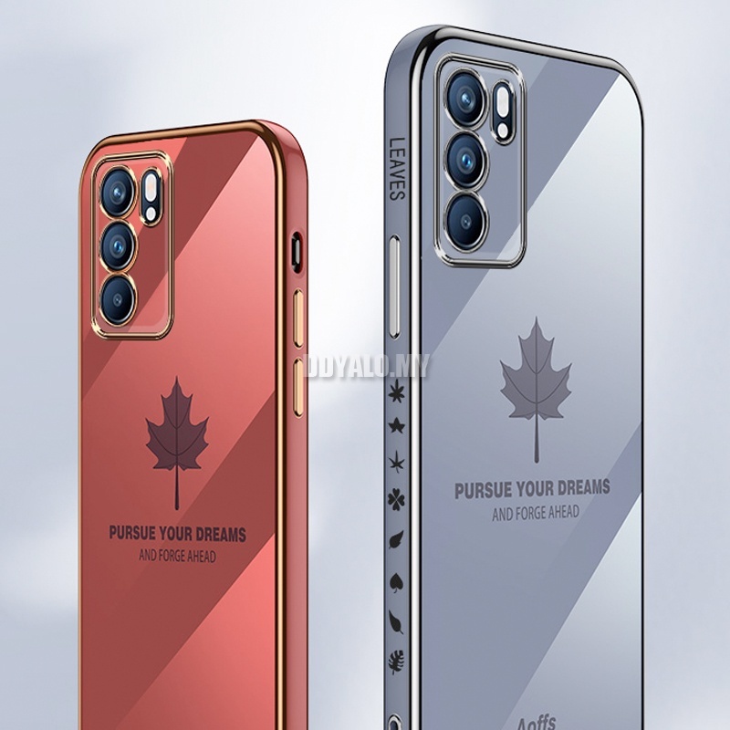 Ốp Điện Thoại Silicon Mềm Họa Tiết Lá Phong Sang Trọng Cho OPPO Reno 5 6 Pro 5F 4F 6Z / Reno 4G 3 2F 2Z Lite A93 A94 4G 2021