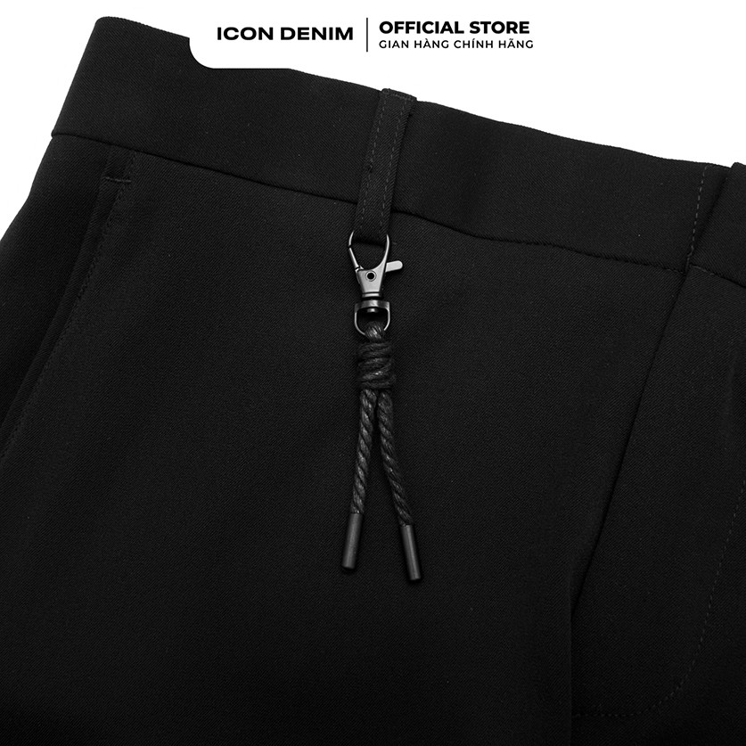Quần Tây Nam Trơn ICON DENIM Dáng Slim-fit Đen Phối Móc Phụ Kiện | BigBuy360 - bigbuy360.vn
