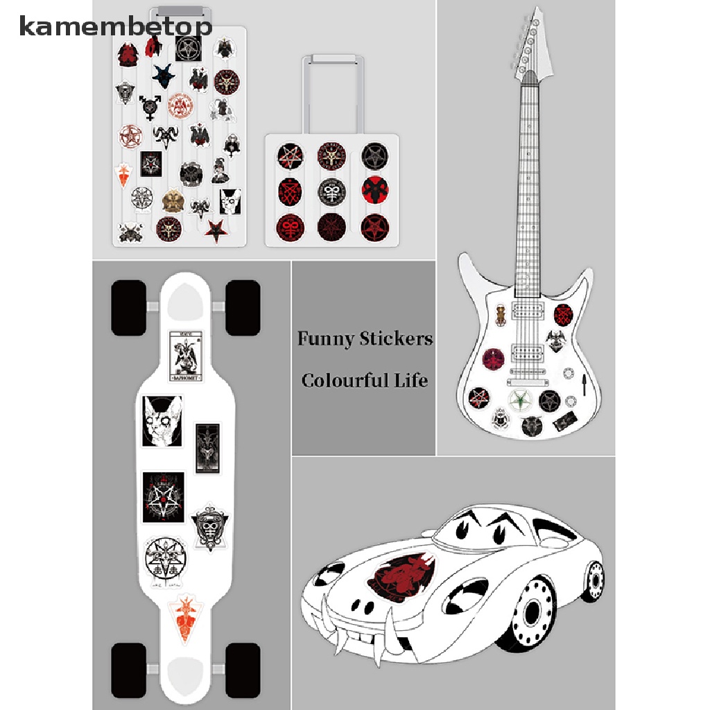 Set 50 miếng dán trang trí hình ác quỷ graffiti hỗn hợp phong cách gothic dành cho máy tính xách tay đàn guitar hành lý