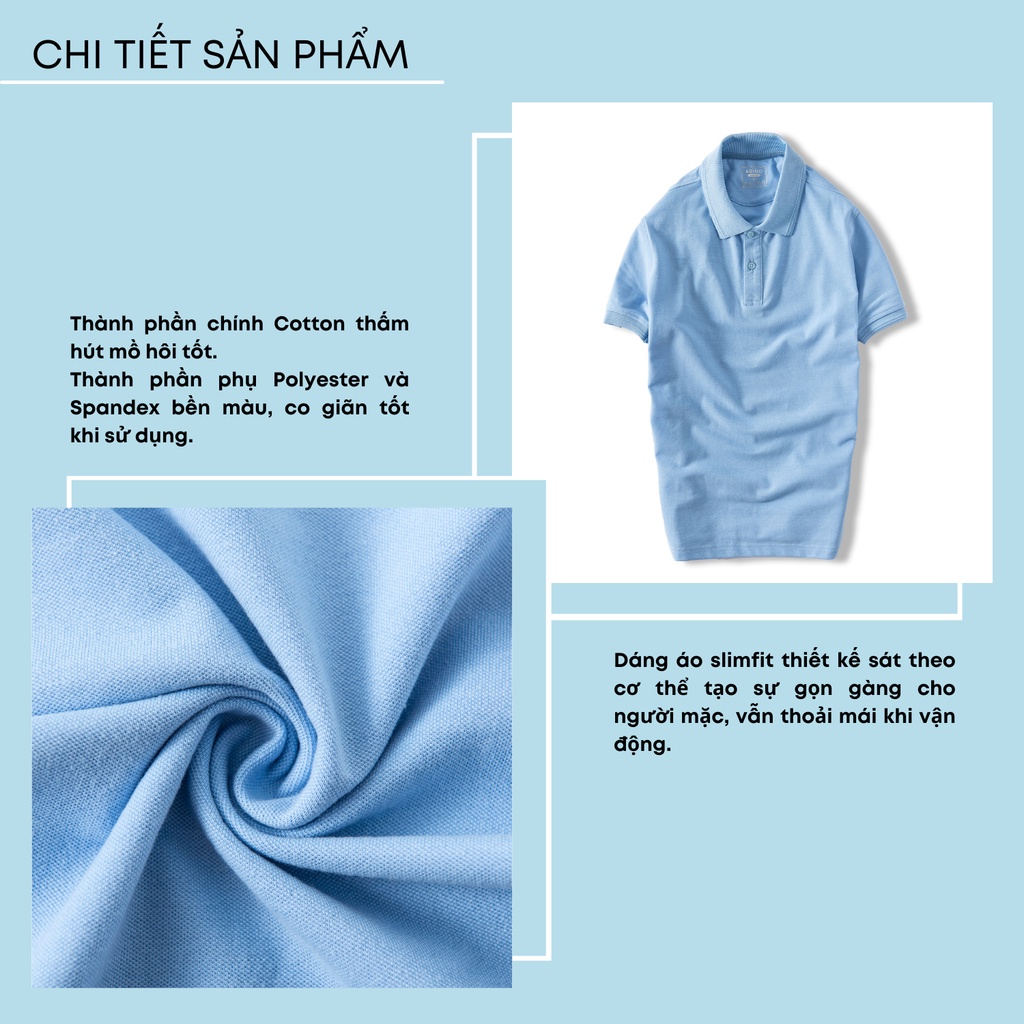 Áo polo nam ADINO 6 màu phối viền chìm vải cotton co giãn dáng công sở slimfit trẻ trung AP80-AP85