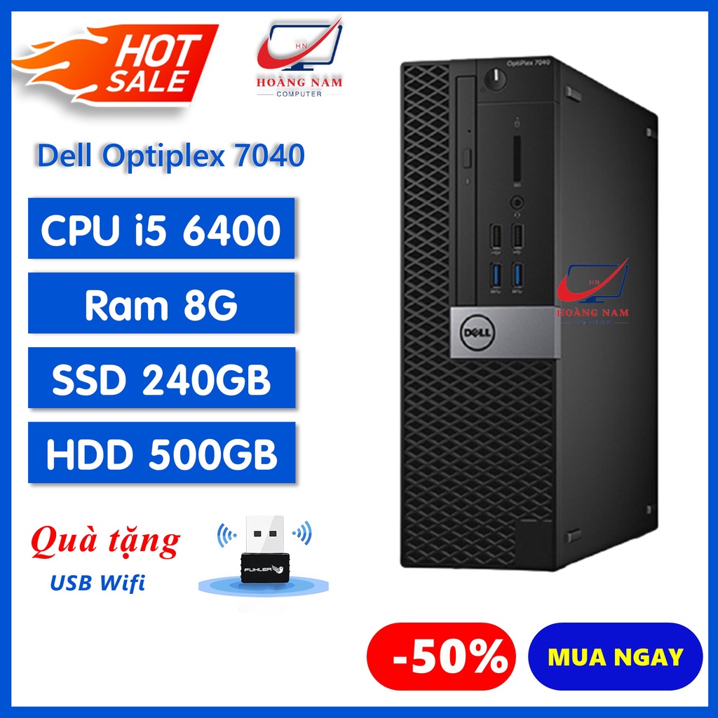 Case Máy Tính Đồng Bộ Dell ⚡️Freeship⚡️ Thùng Máy CPU - Dell Optiplex 7040 (I5 6400/Ram 8G/SSD 240GB/HDD 500GB) - BH 12T