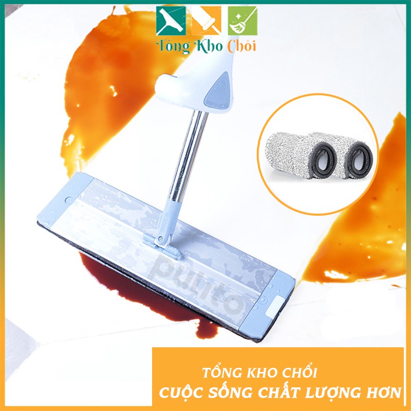 Cây lau nhà tự vắt PULITO lau ướt và khô, Chổi lau nhà đầu xoay 360 độ chất liệu hợp kim nhôm cao cấp kèm 2 bông lau