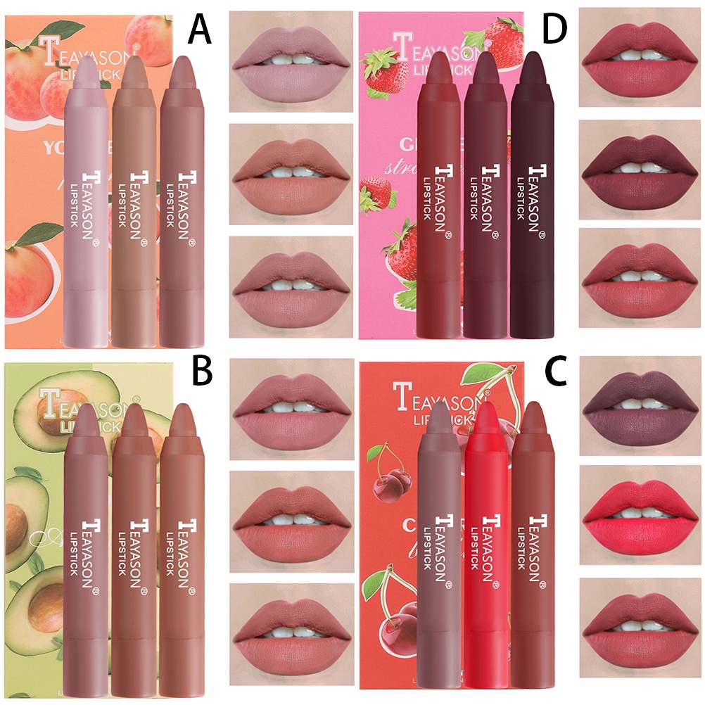 Set 3 Son Lì Hương Trái Cây Lâu Trôi Không Thấm Nước Và Chống Nhòe Hkho